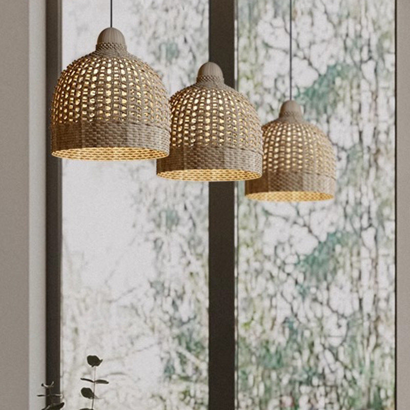 Muto Japanese Retro Basket Pendant Light Bamboo Guesthouse/Bedroom - Neutral Decor