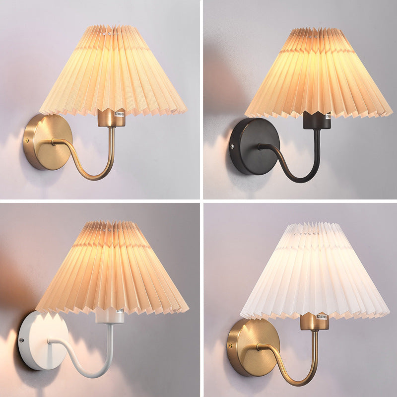 Tiffany Nordic Vintage Indoor Wall Lamp Brass/Black Metal Bedroom - Neutral Decor