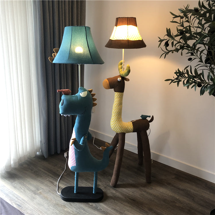 Minori Modern Dinosaur Metal/Fabric Floor Lamp - Neutral Decor