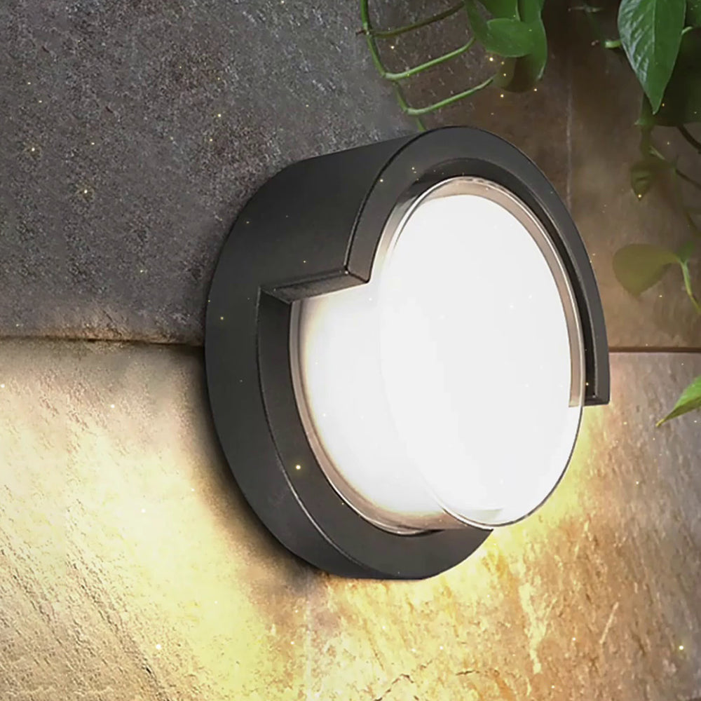 Ray Modern Round/Rectangular Metal/Acrylic Outdoor Wall Lamp, Black - Neutral Decor