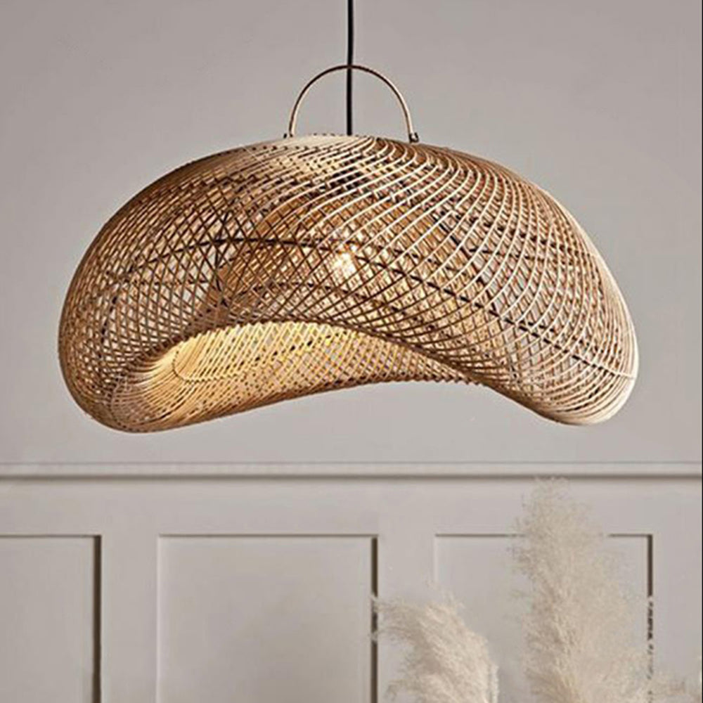 Juno Rustic Rattan Pendant Light Living Room - Neutral Decor