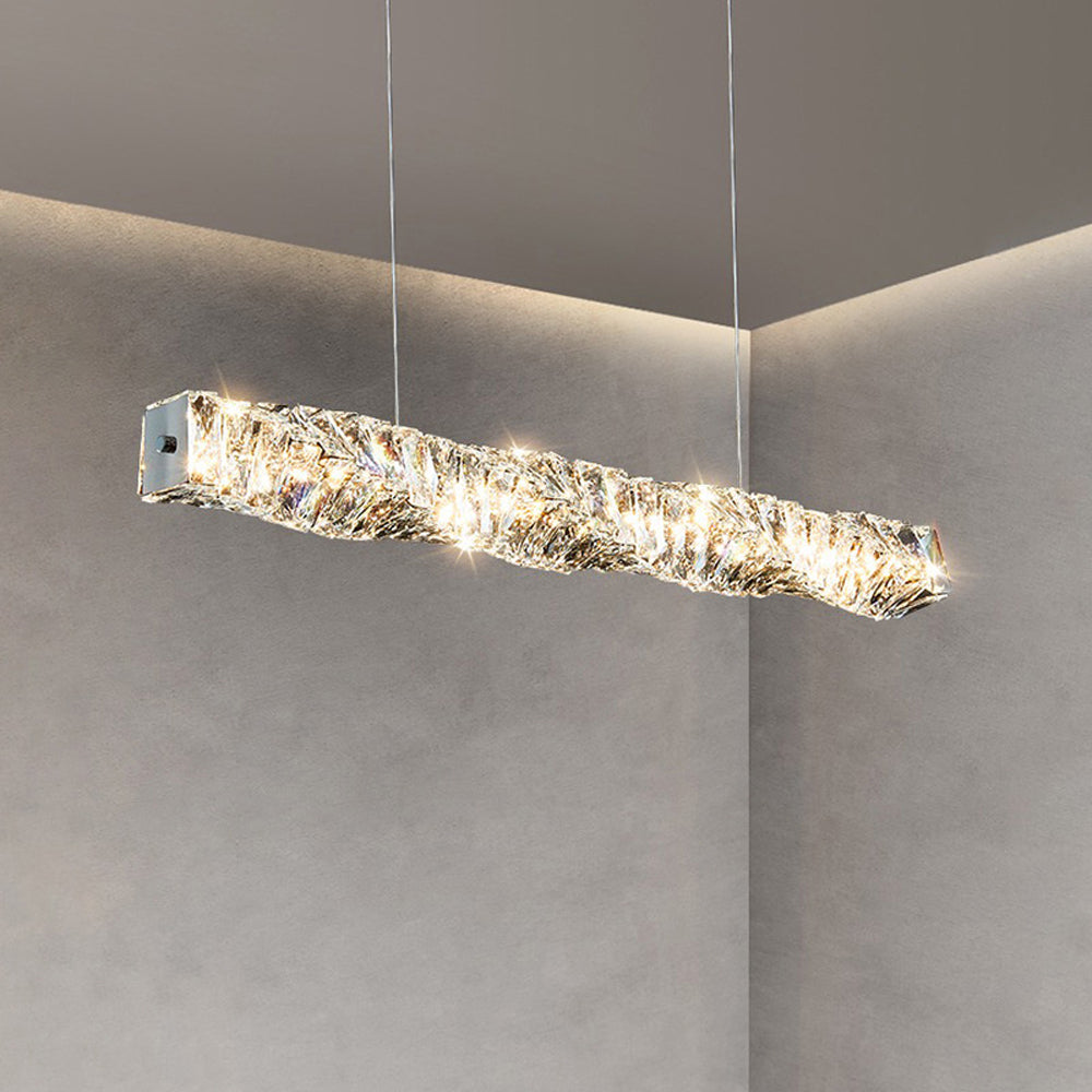 Kristy Crystal Sliver and Gold Pendant Light, Stainless Steel - Neutral Decor