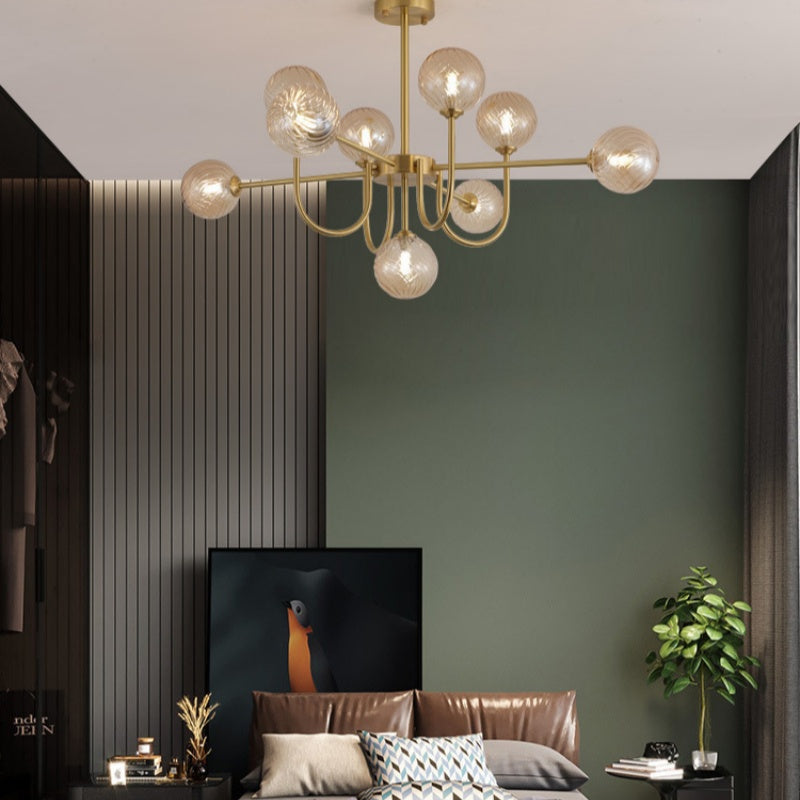 Valentina Modern LED Chandelier Gold Glass Living/Dining Room/Bedroom - Neutral Decor