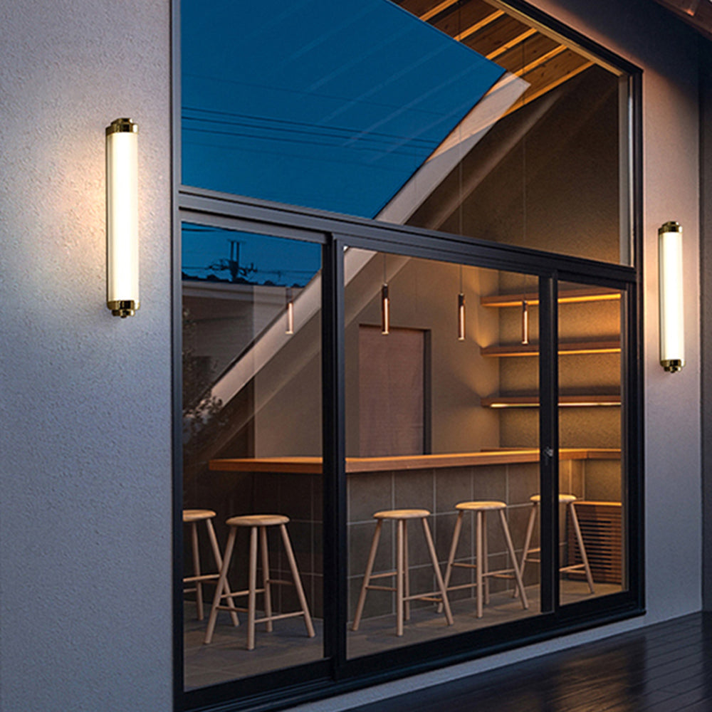 Ray Minimalist Cylindrical Metal Outdoor Wall Lamp, Black/Gold/Silver - Neutral Decor