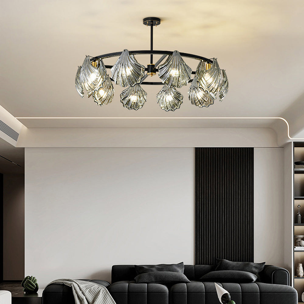 Kristy Modern Annular Metal And Glass Pendant Light, Black/Gold - Neutral Decor
