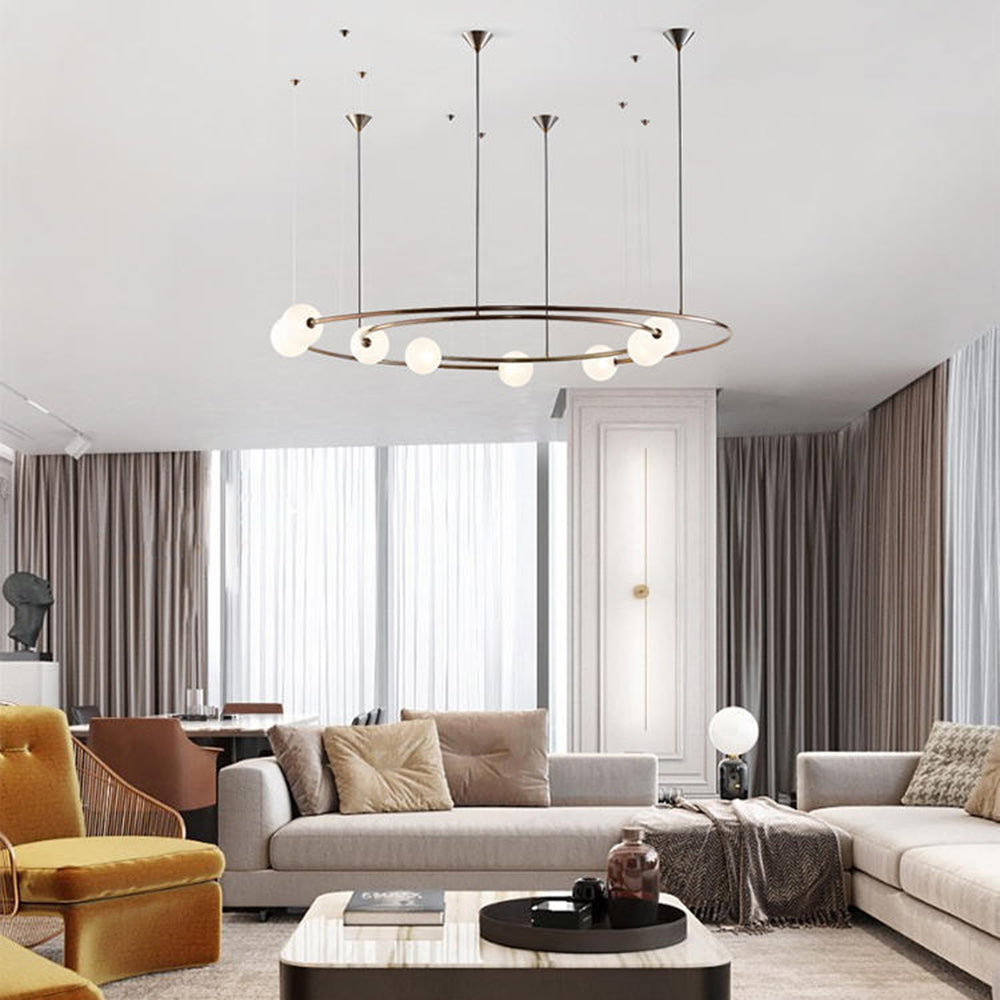 Valentina Modern Ring Metal Pendant Light, Black/Gold - Neutral Decor
