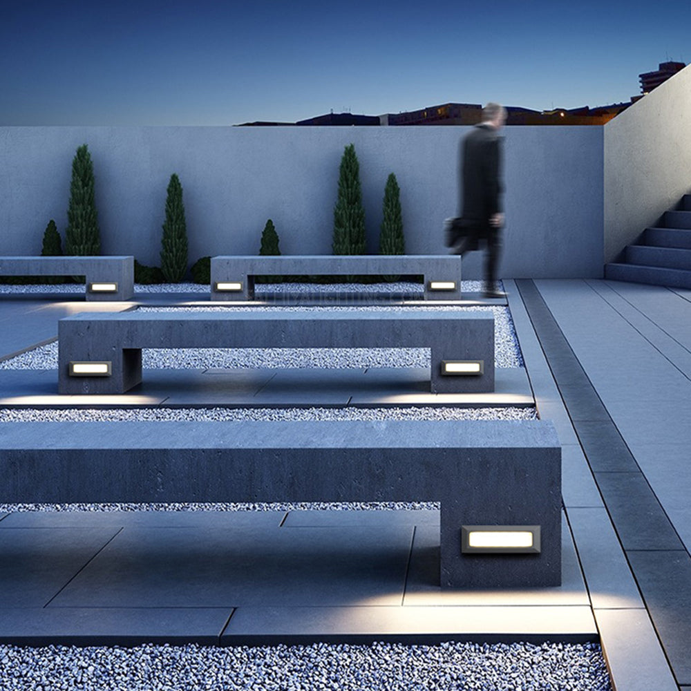 Ray Modern Metal Rectangular Outdoor Deck/Step Light, Black - Neutral Decor
