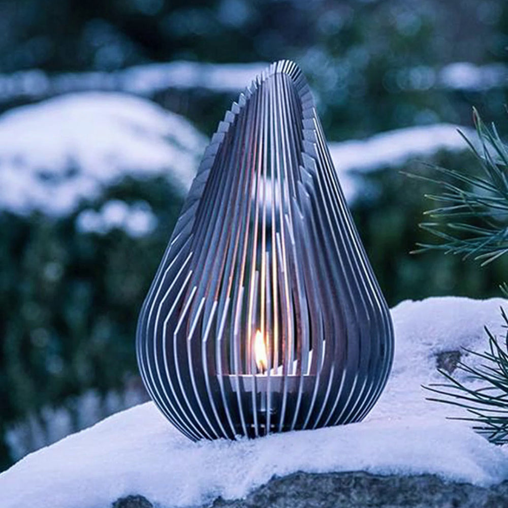 Ray Design Waterdrop Shaped Outdoor Floor Lamp, Black/Silver - Neutral Decor