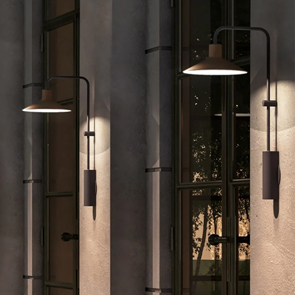 Ray Modern Minimalist Wide Cone Shape Metal Outdoor Waterproof Wall Lamp, Coffee/Green - Neutral Decor