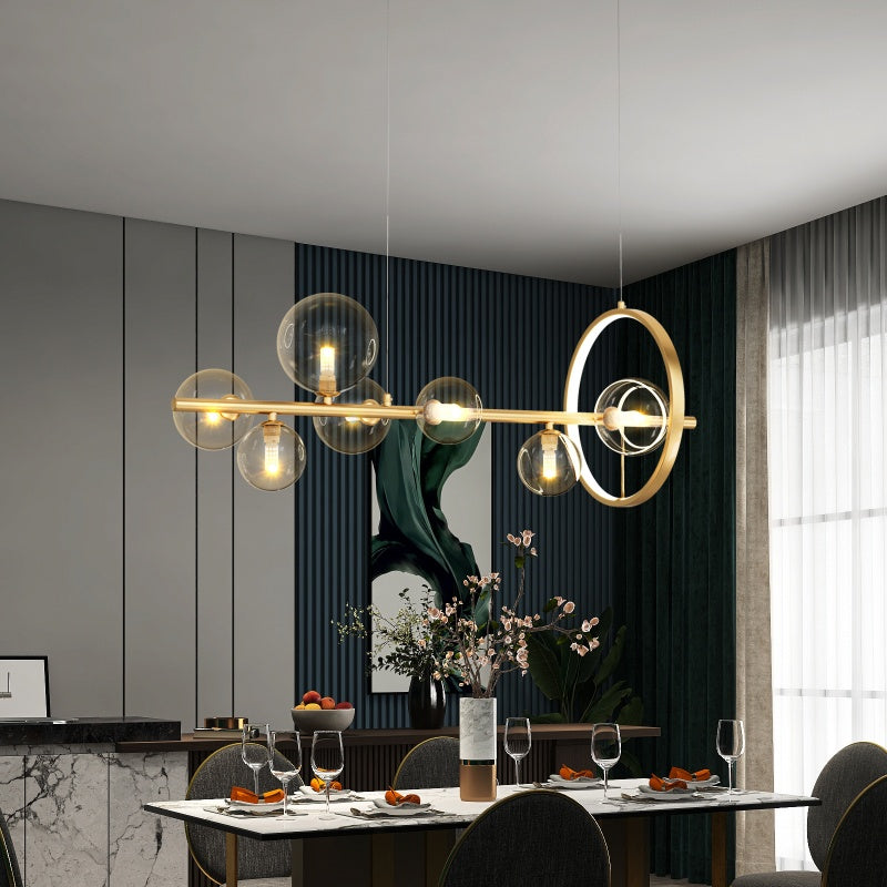 Valentina Modern LED Chandelier Gold Glass Living/Dining Room - Neutral Decor