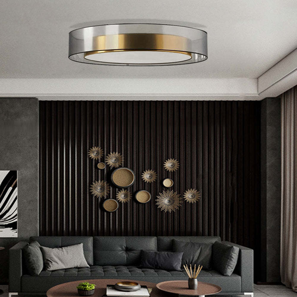 Arisha Nordic Modern Round LED Flush Mount Ceiling Light, Gold Copper - Neutral Decor