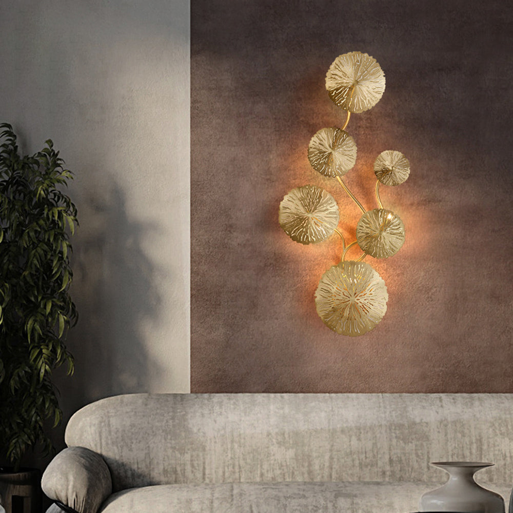 Arisha Modern Metal Round Lotus Leaf Wall Lamp, Gold - Neutral Decor