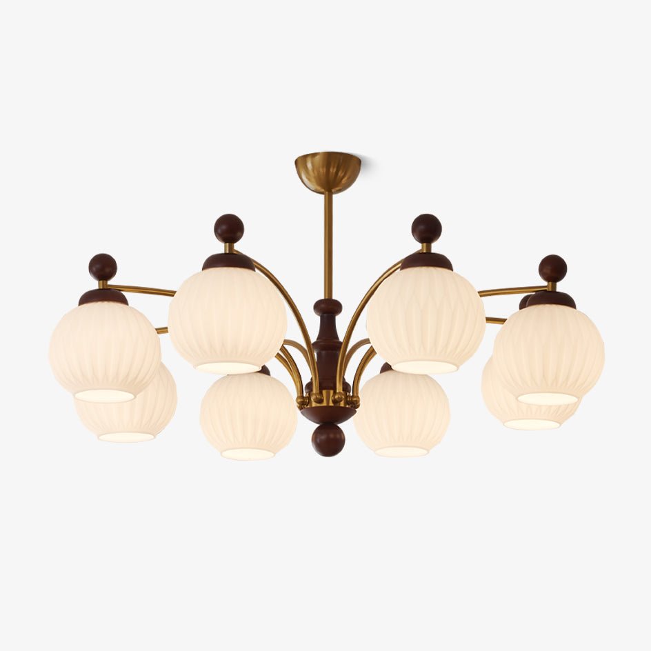 Vedoror Traditional Classic Orb Wood Glass Chandelier-Neutral Decor