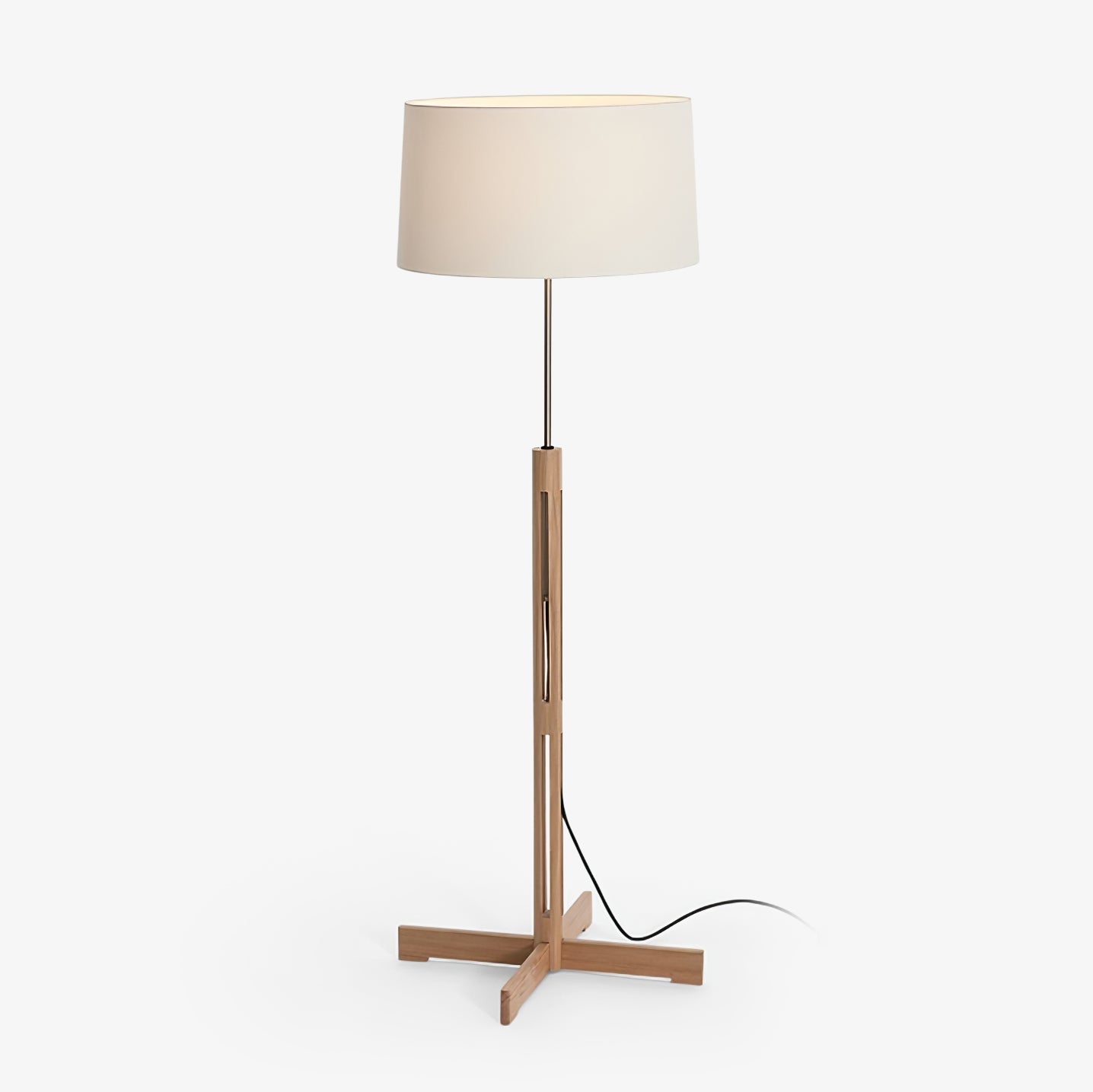 Quayen Wood Fabric Classic Floor Lamp-Neutral Decor