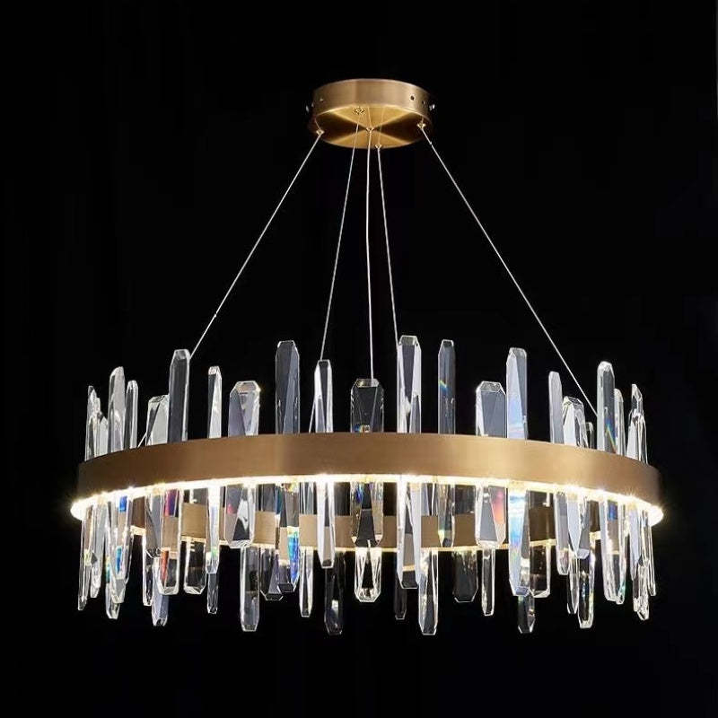 Kristy Modern Crystal Ring Chandelier Black&Gold - Neutral Decor