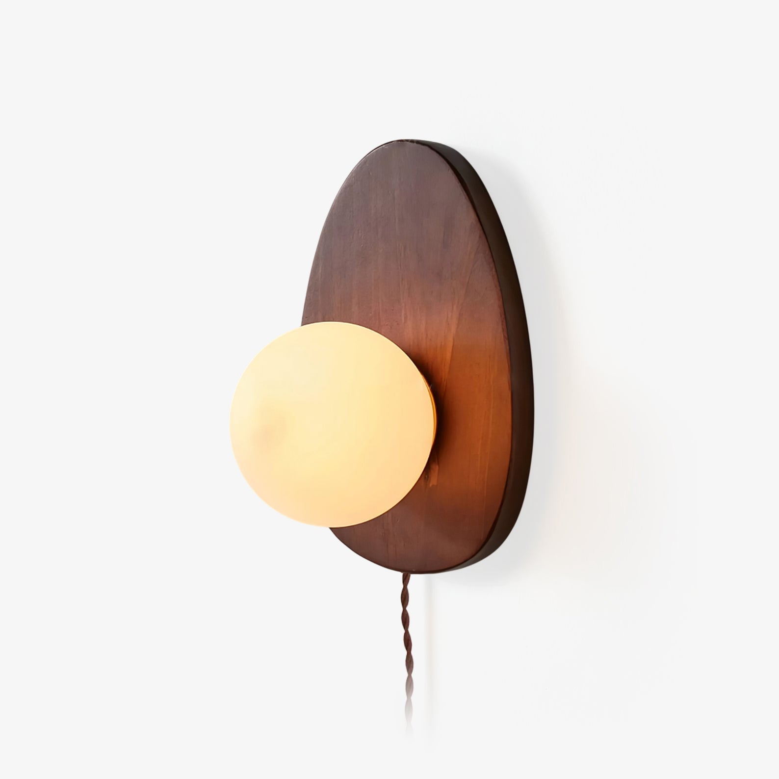 Nylaeiel Nordic Art Plug-in Walnut Glass Wood Wall Lamp-Neutral Decor