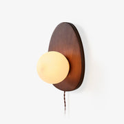 Nylaeiel Nordic Art Plug-in Walnut Glass Wood Wall Lamp-Neutral Decor