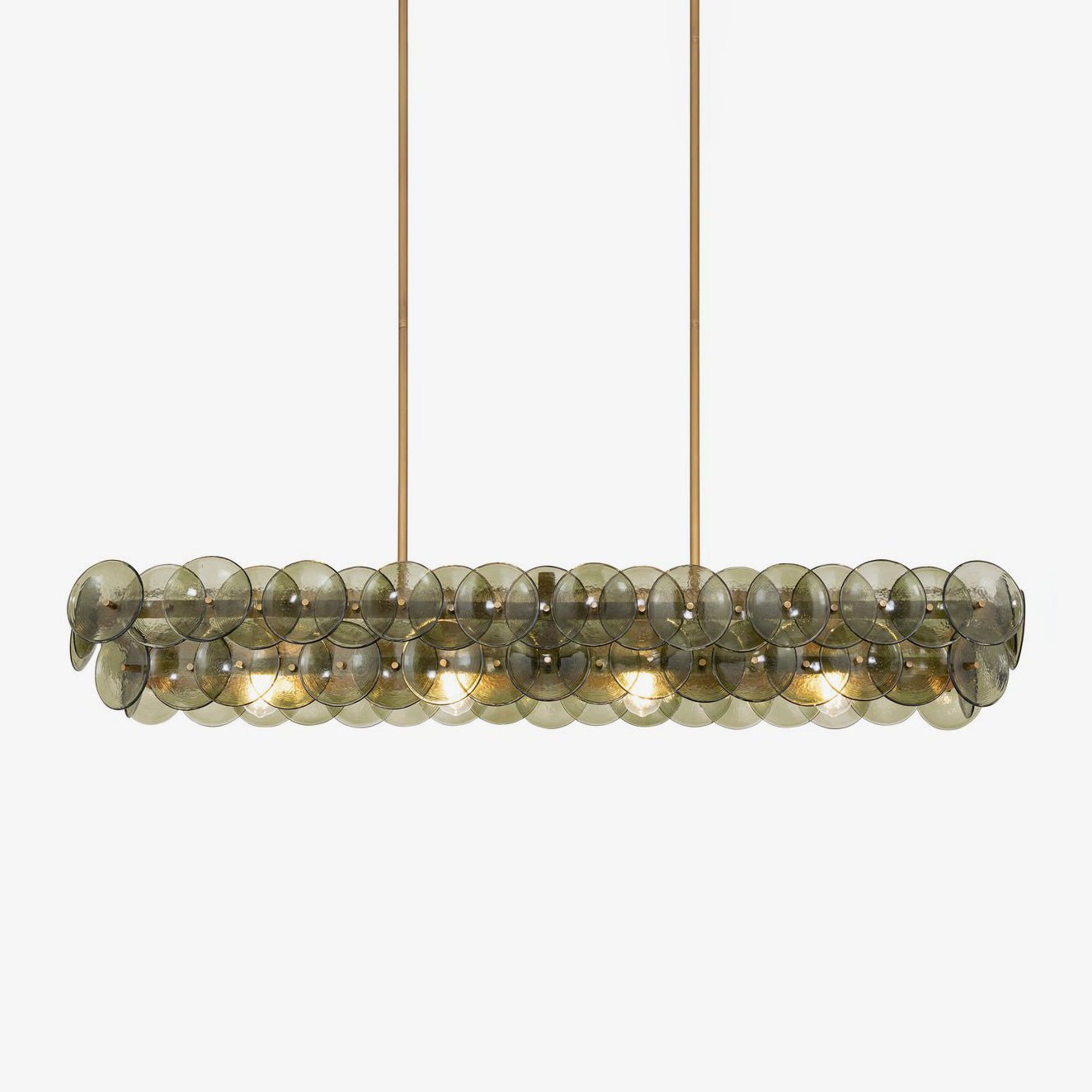 Aurora Chandelier Linear Amber Pressed Glass Disc Modern-Neutral Decor