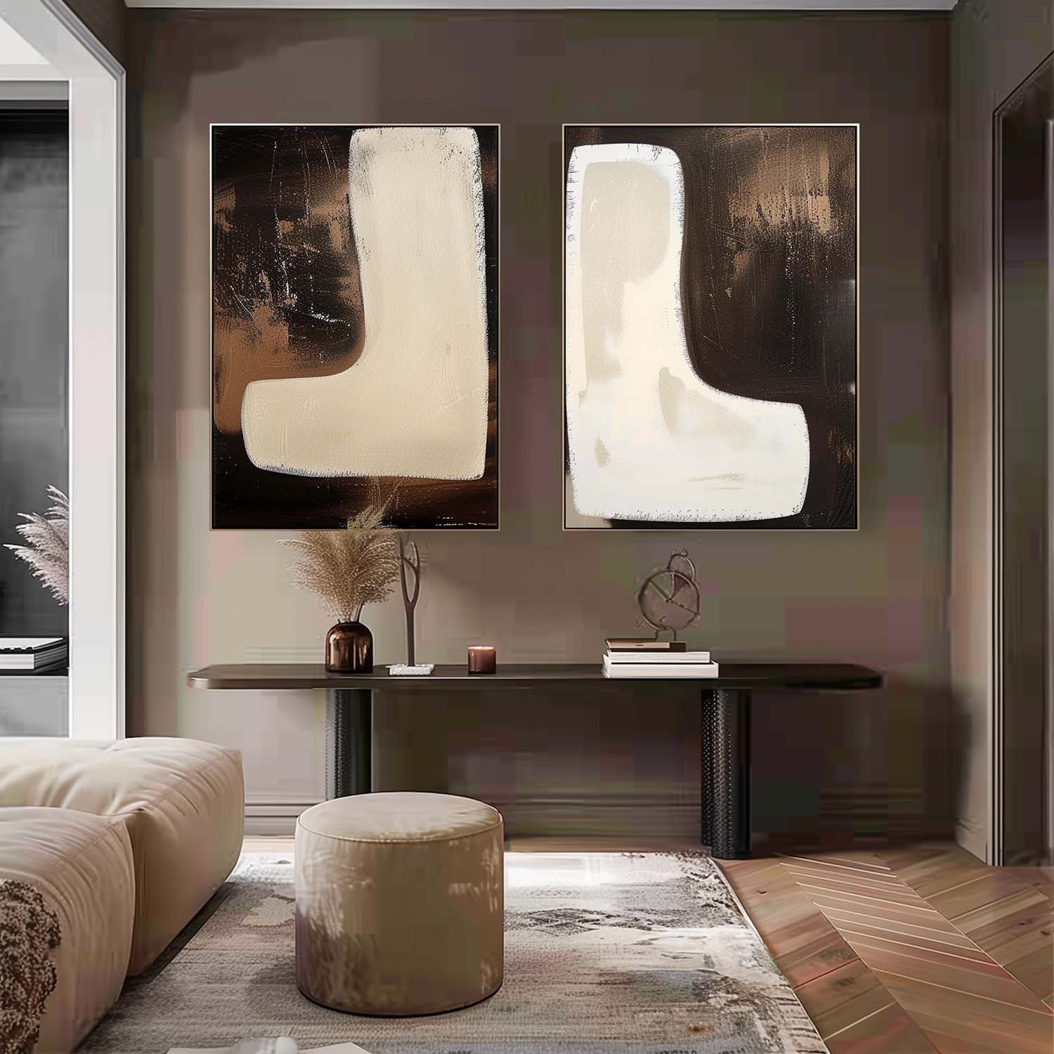 Modern Minimalist Wall Art 2 Piece Set MMWA004 - Neutralighting