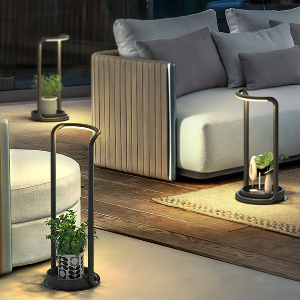 Ray Minimalist Rectangular Solar LED Outdoor Floor Lamp, Black - Neutral Decor