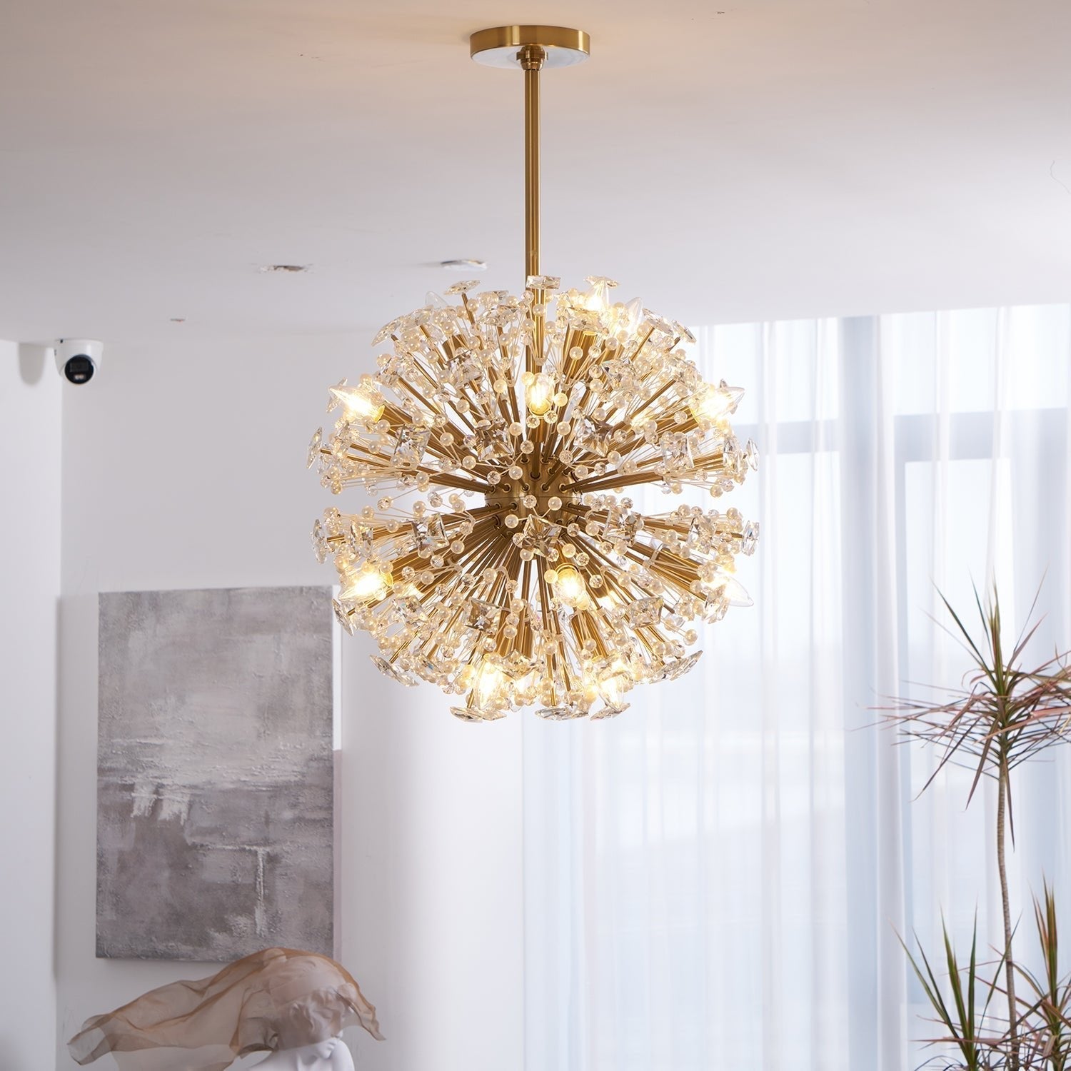 Zene Chandelier Dickinson Gold Crystal Starburst-Neutral Decor