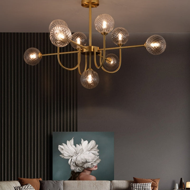 Valentina Modern LED Chandelier Gold Glass Living/Dining Room/Bedroom - Neutral Decor