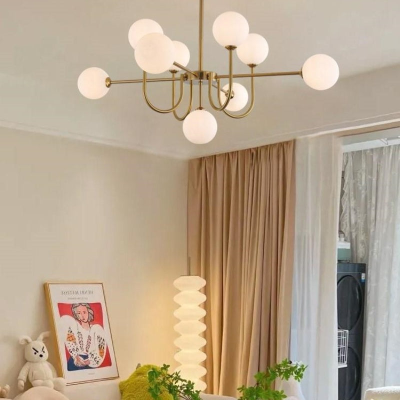 Valentina Modern LED Chandelier Gold Glass Living/Dining Room/Bedroom - Neutral Decor