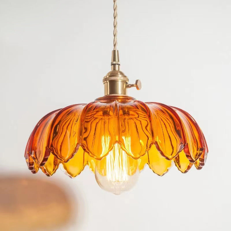 Valentina Retro LED Pendant Light Colourful Glass/Metal Flower Dining Room - Neutral Decor