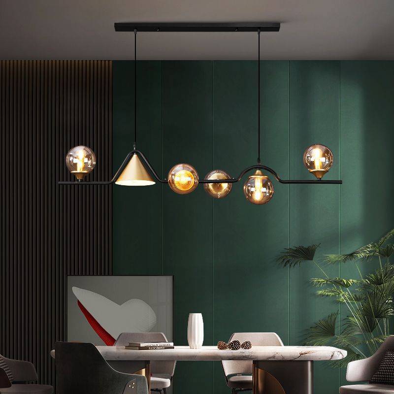 Arisha Modern LED Pendant Light Black/Gold Glass Living Room/Bedroom - Neutral Decor