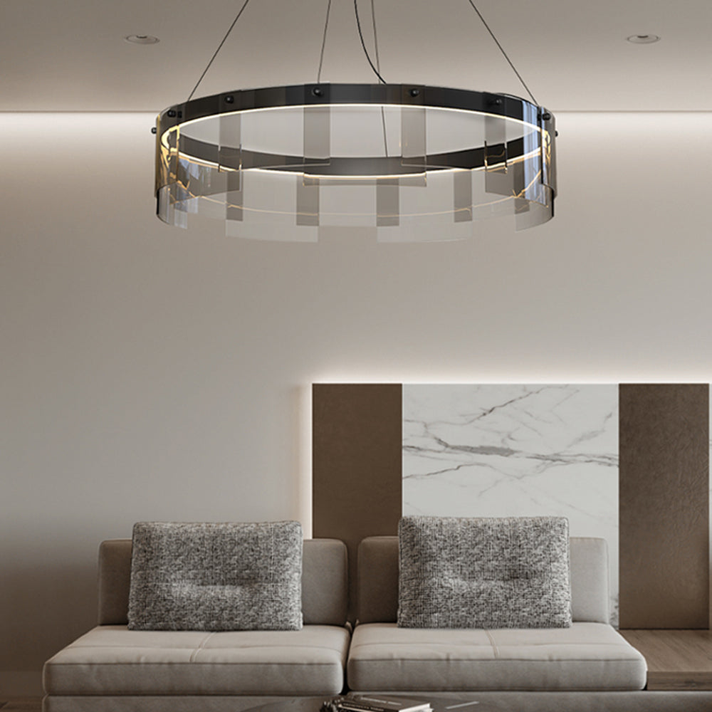 Arisha Modern Ring Metal Pendant Light, Black - Neutral Decor