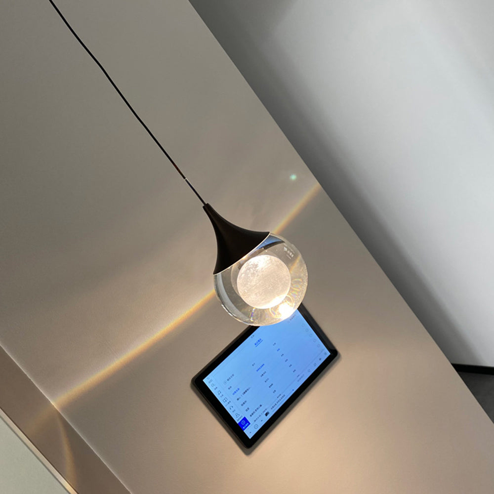 Aria Minimalist Moon Metal Pendant Light,Black - Neutral Decor