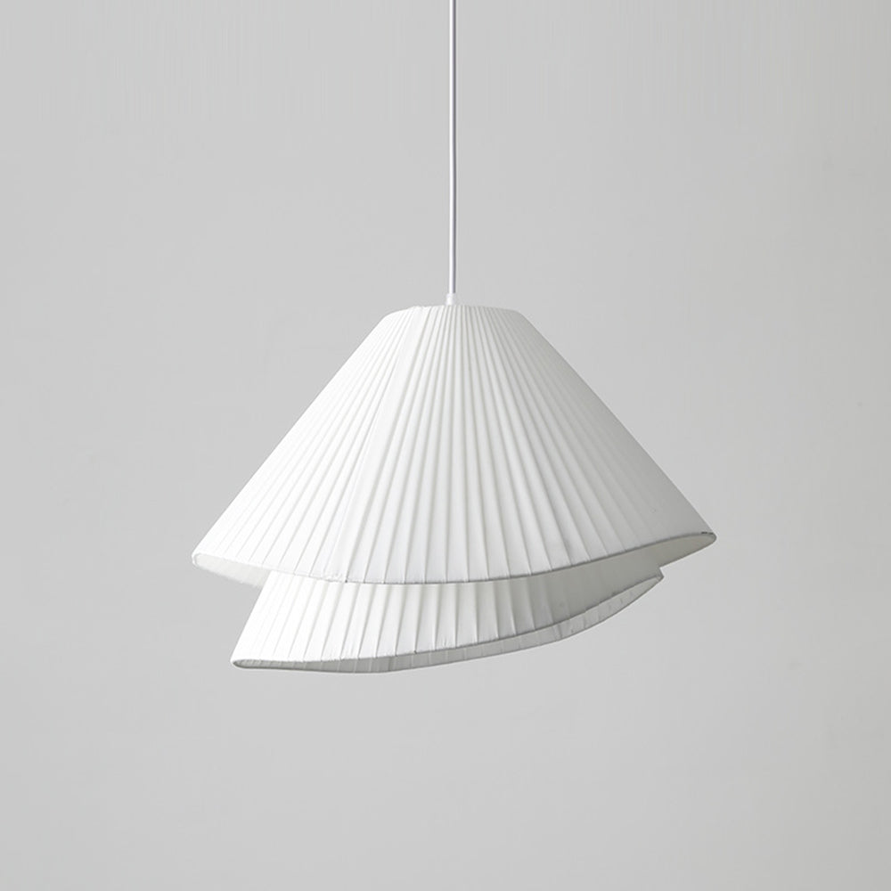 Ritta Minimalist Double Overlap Fabric LED Pendant Light, White - Neutral Decor