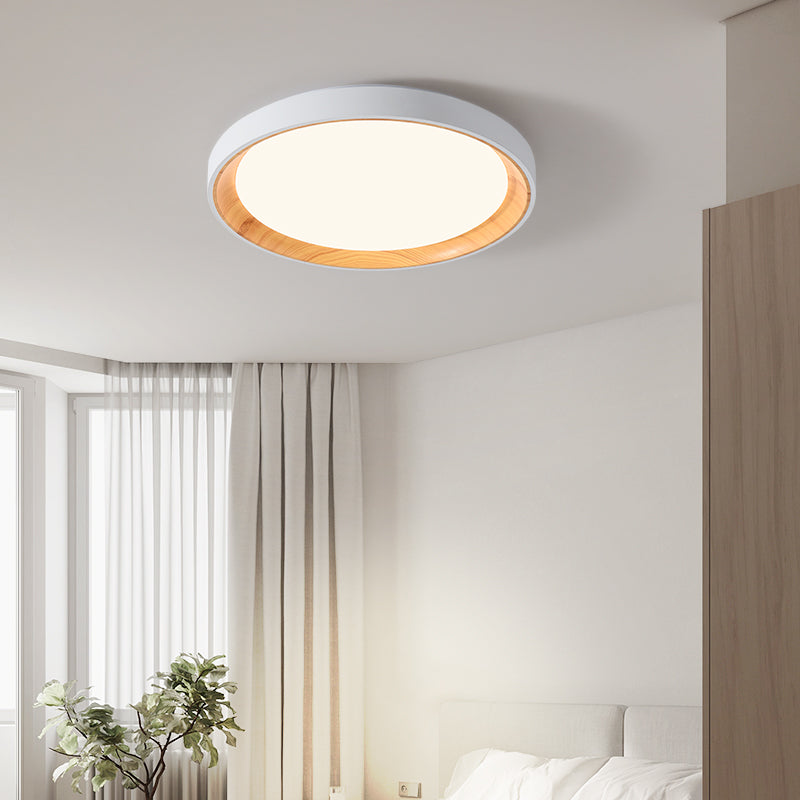 Arisha Modern LED Flush Mount Ceiling Light White Wood Kitchen - Neutral Decor