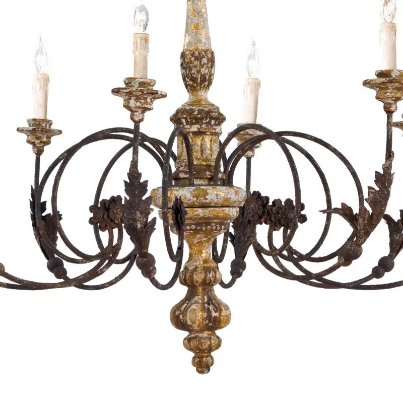 Silva Large Retro Creative Chandelier Brown Wood Metal Living Room - Neutral Decor