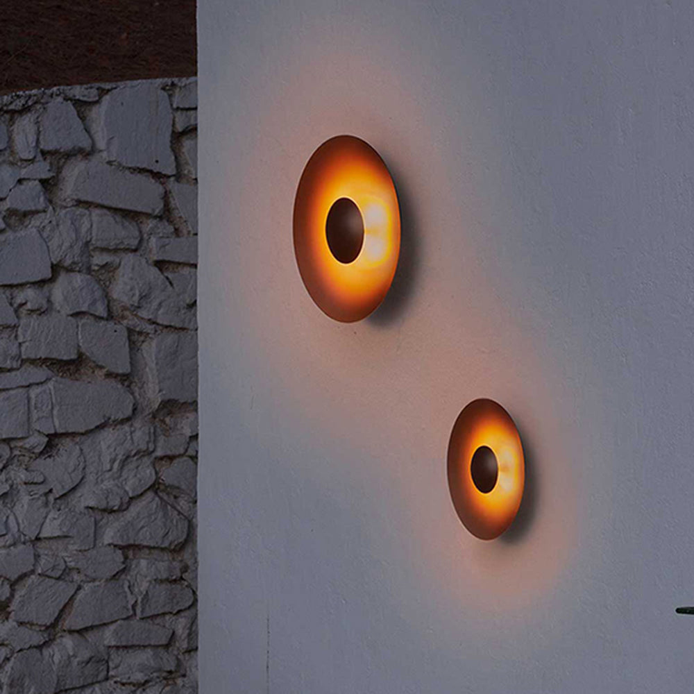 Ray Designer Round Metal Outdoor Wall Lamp, Black/White - Neutral Decor