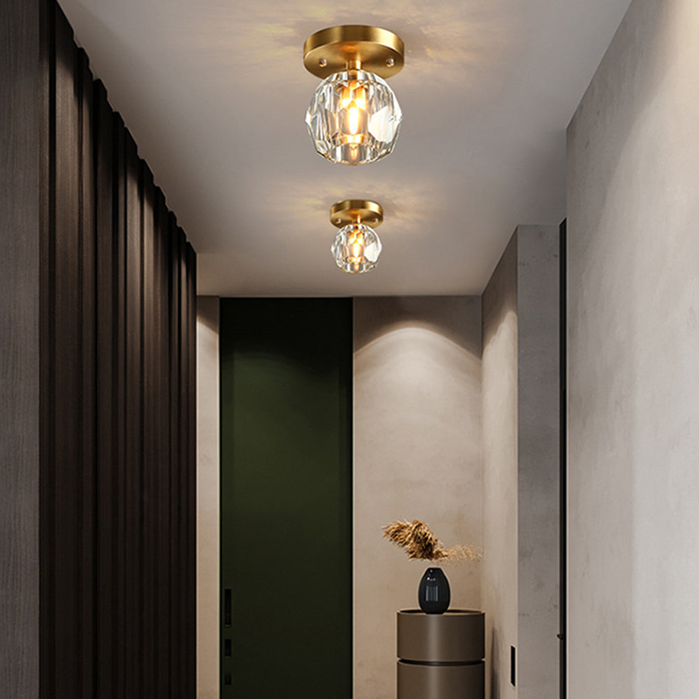 Kristy Luxury Diamond Metal/Acrylic Flush Mount Ceiling Light, Gold - Neutral Decor