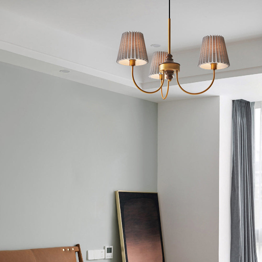 Silva Modern Retro Fabric Chandelier, White/Green - Neutral Decor