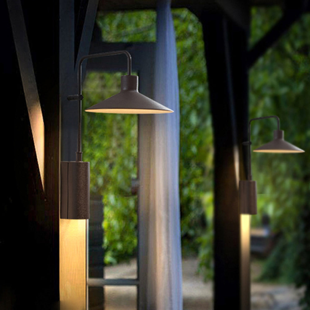Ray Modern Minimalist Wide Cone Shape Metal Outdoor Waterproof Wall Lamp, Coffee/Green - Neutral Decor