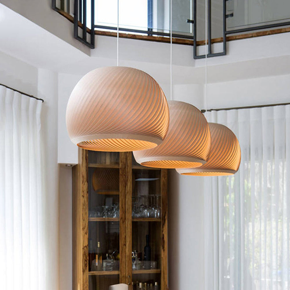 Muto Farmhouse Semi Metal Pendant Light, Brown/Wood - Neutral Decor