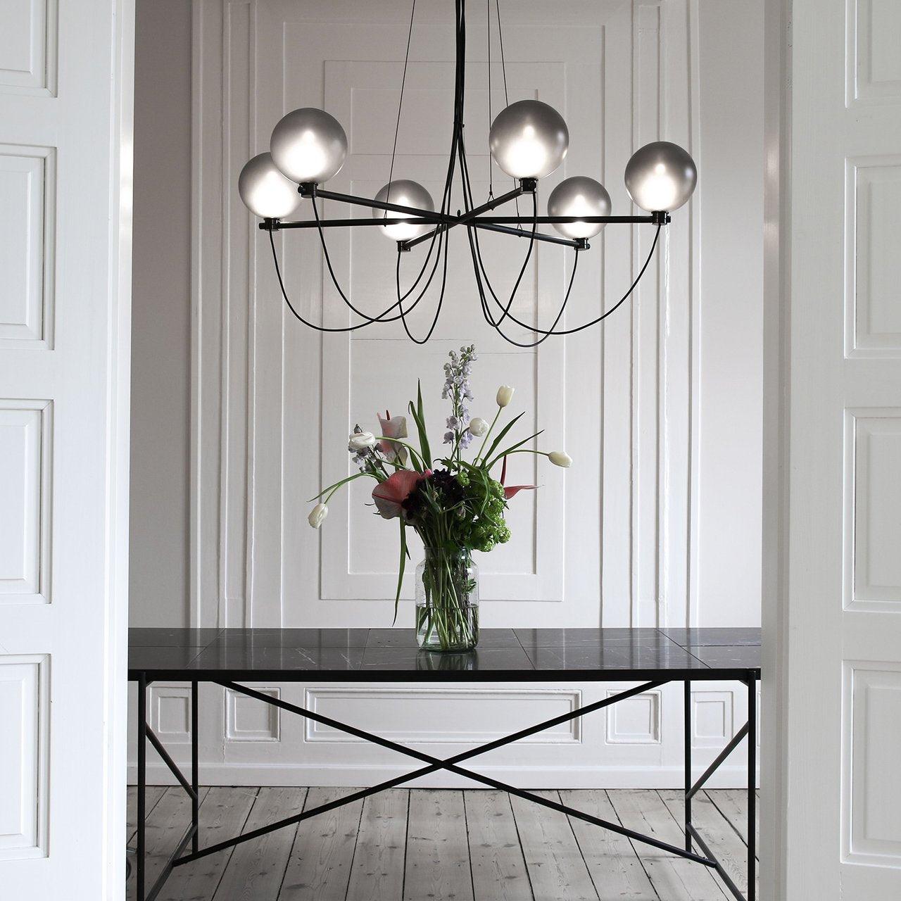Valentina Nordic Modern Glass Ball Chandelier, Smoke Gray/Blue - Neutral Decor