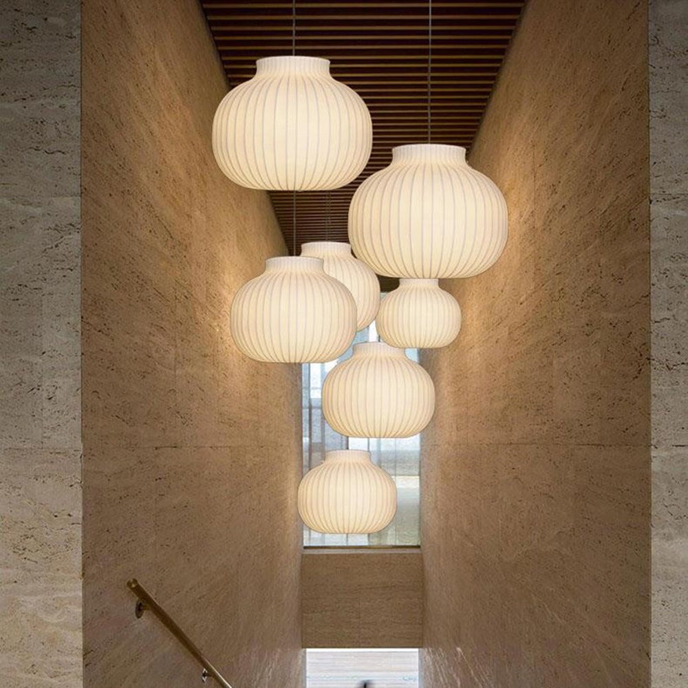 Ritta French Vintage White Pendant Light, Synthetic Silk - Neutral Decor