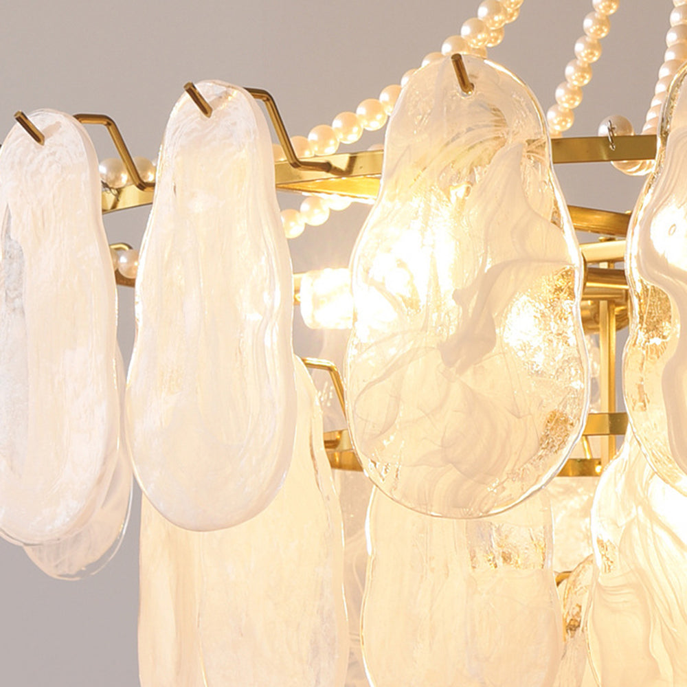 Kristy Elegant Pearl/Glass/Metal Chandelier, White - Neutral Decor