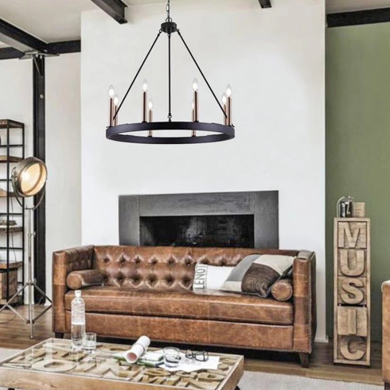 Silva Modern Industrial LED Chandelier Black Metal Living Room - Neutral Decor
