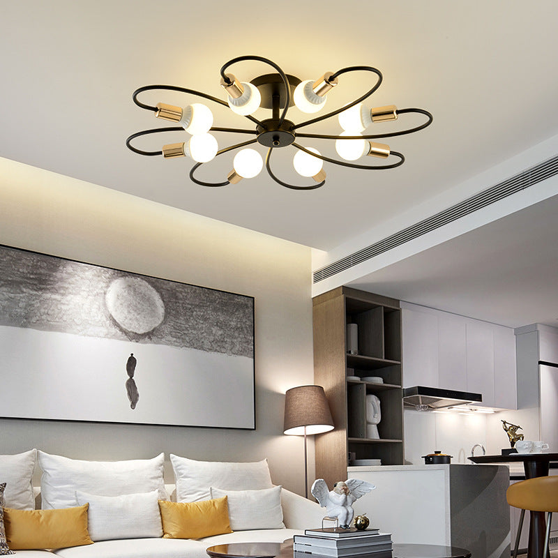 Valentina Modern Metal Flush Mount Ceiling Light, Black/Gold - Neutral Decor