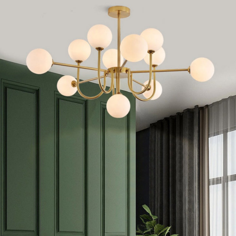 Valentina Modern LED Chandelier Gold Glass Living/Dining Room/Bedroom - Neutral Decor