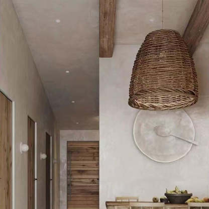 Muto Vintage Rustic LED Pendant Light Rattan Living Room Bedroom - Neutral Decor