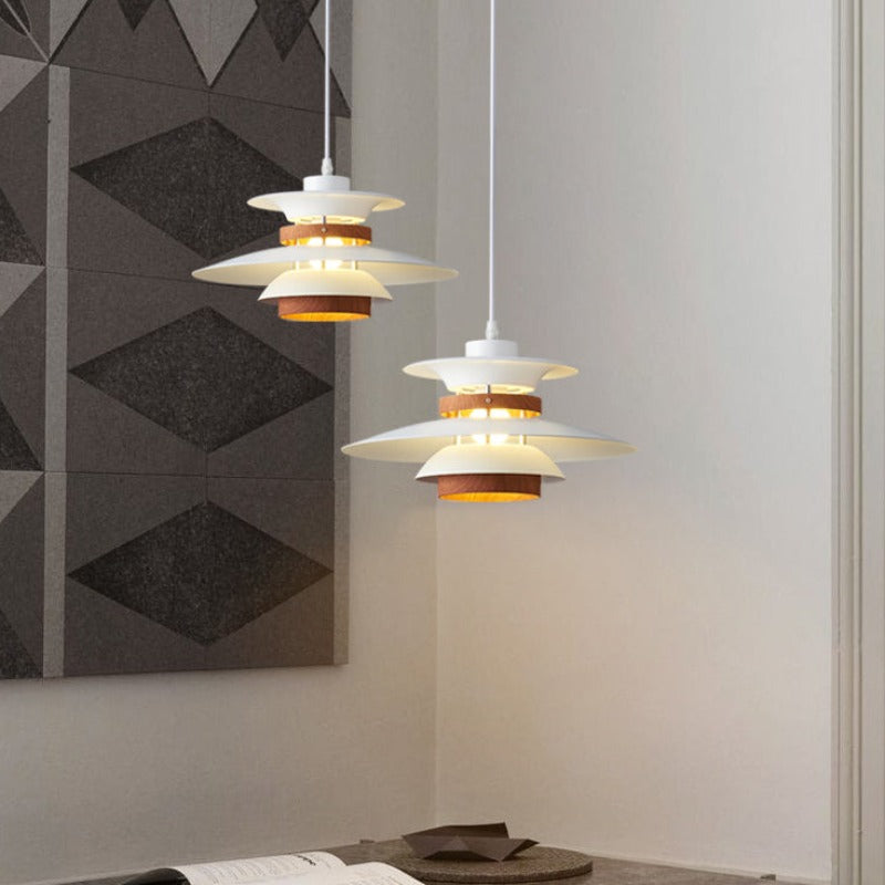 Valentina Modern Pendant Light Black/White/Wood Metal Dining Room - Neutral Decor