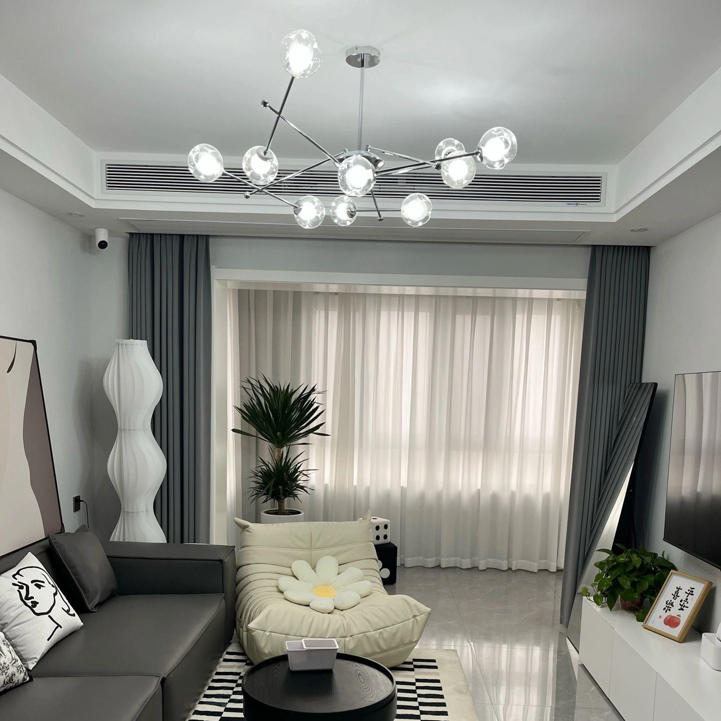Valentina Modern LED Chandelier Chrome Glass Living Room/Bedroom - Neutral Decor
