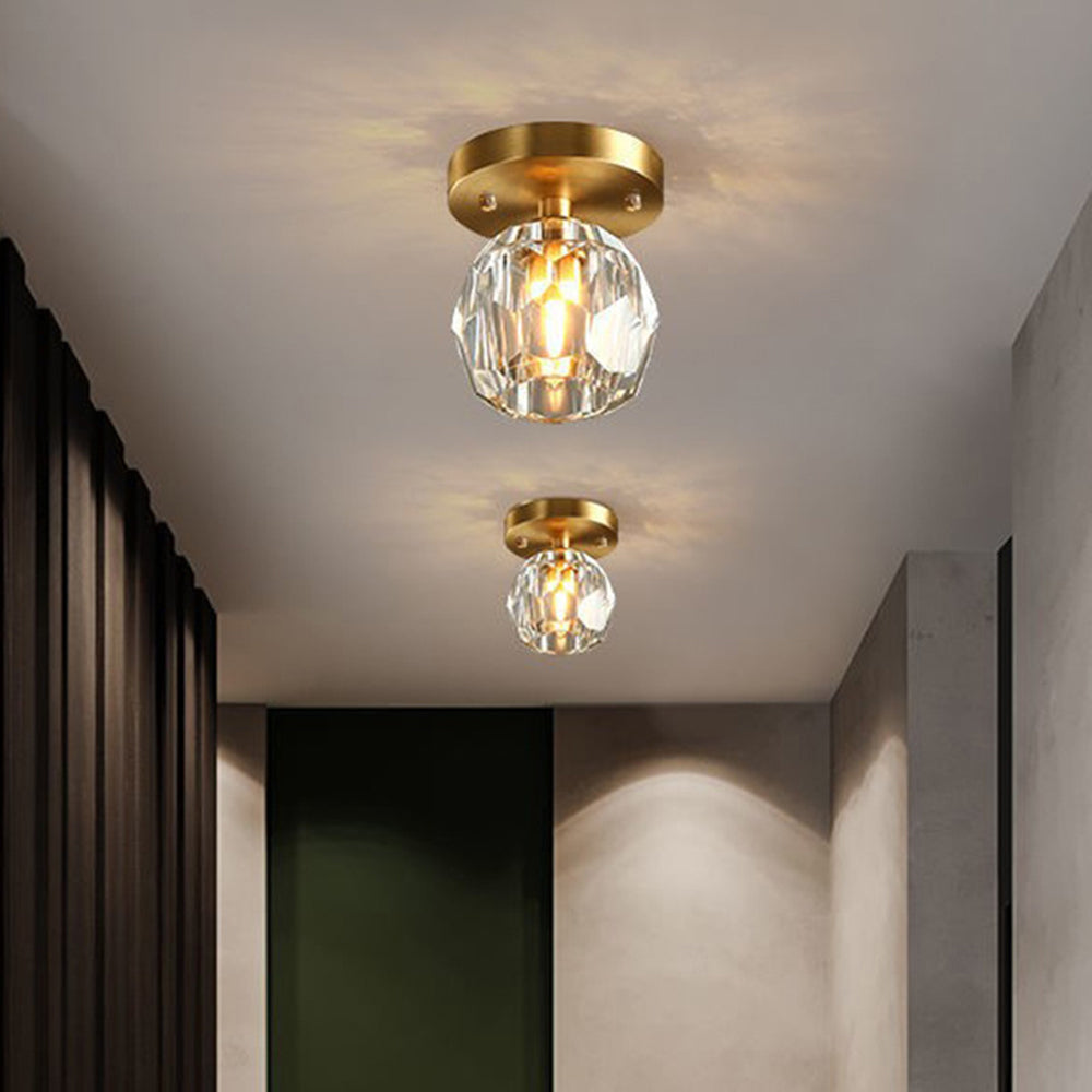 Kristy Luxury Diamond Metal/Acrylic Flush Mount Ceiling Light, Gold - Neutral Decor
