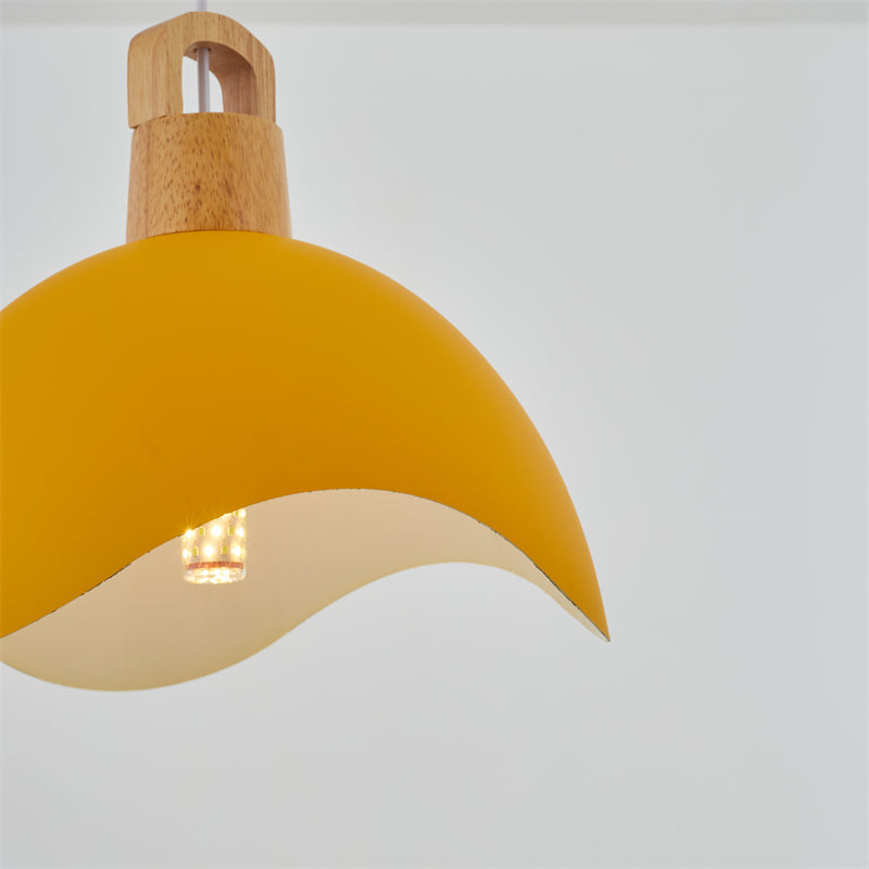 Valentina Colorful Shade Single Pendant Lights, Wood & Metal - Neutral Decor